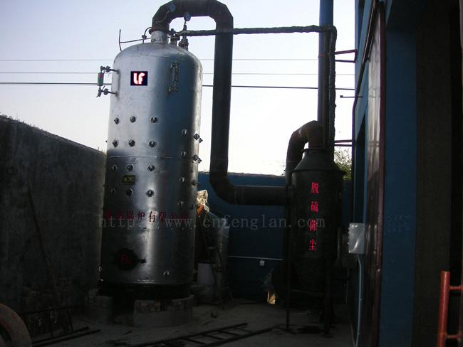 Vertical coal-fired steam boiler and desulfurization and dust removal equipment